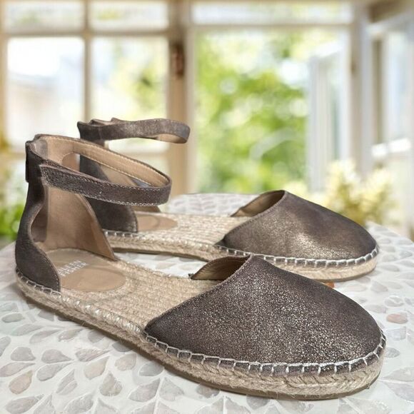 Eileen Fisher $195 Lala Leather Jute Espadrille Flat Sandals NWT - Picture 6 of 16